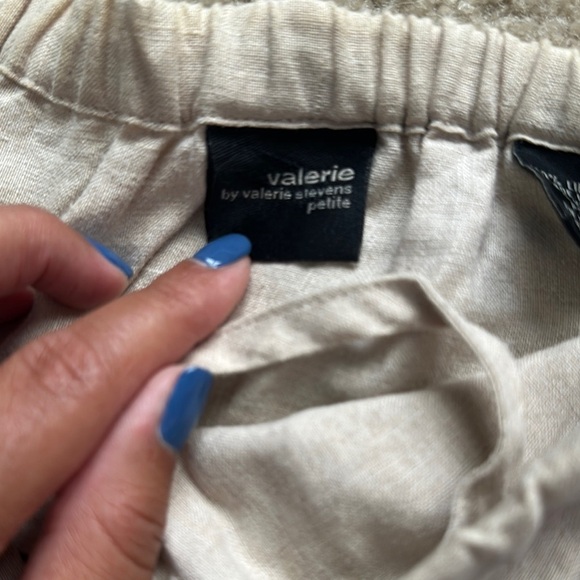 Valerie Stevens Tan Straight Leg Linen Pull On Pants Women’s PS Beach Travel - Picture 5 of 9